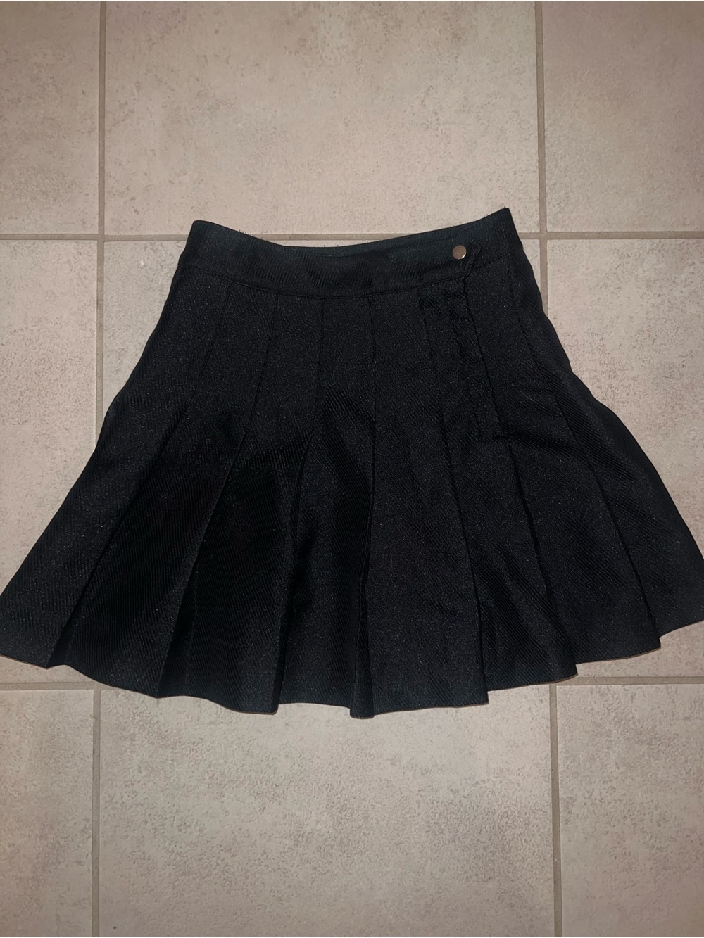 Divided Black Textured Pleated Skater Skirt